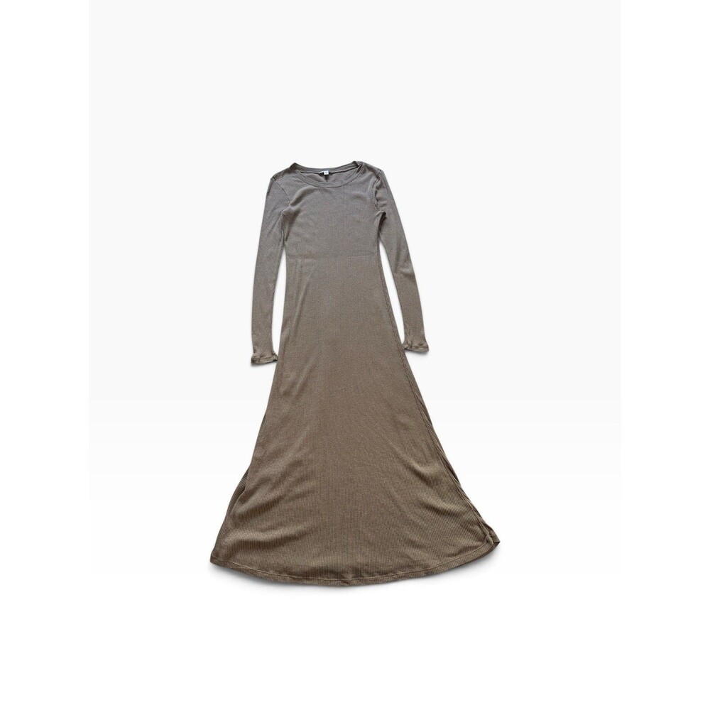 James Perse Ribbed Maxi Dress Women’s 2 Nude Taupe Long Fitted Chic Loungewear